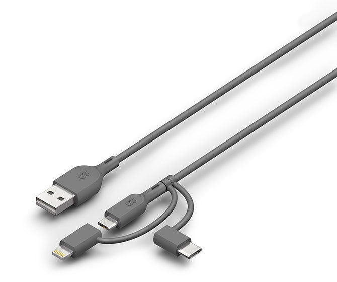 GP 1 Meter 3-in-1 USB-A zu Lightning, USB-C & Micro-USB Lade- und Synchronisationskabel CY1N