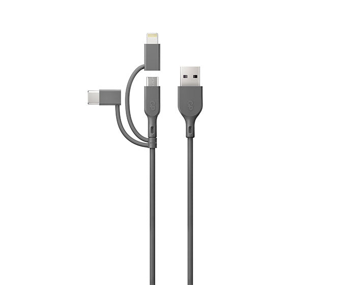GP 1 Meter 3-in-1 USB-A zu Lightning, USB-C & Micro-USB Lade- und Synchronisationskabel CY1N