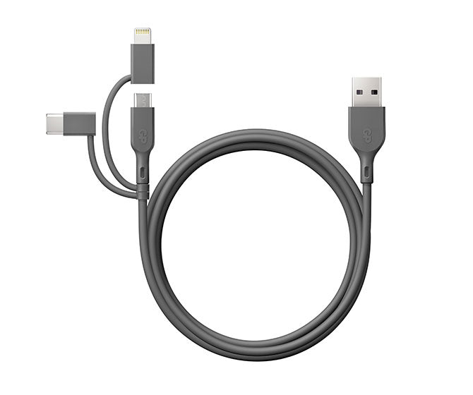 GP 1 Meter 3-in-1 USB-A zu Lightning, USB-C & Micro-USB Lade- und Synchronisationskabel CY1N