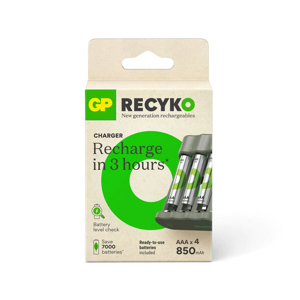 GP RECYKO B441 Akku-Ladegerät mit 4 wiederaufladbaren AAA-Akkus 850mAh