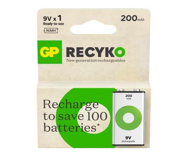 GP RECYKO 9V wiederaufladbarer Akku 200mAh