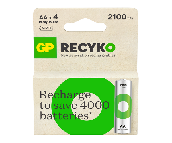 GP RECYKO AA Wiederaufladbare Akkus 2600mAh - 4 Stück