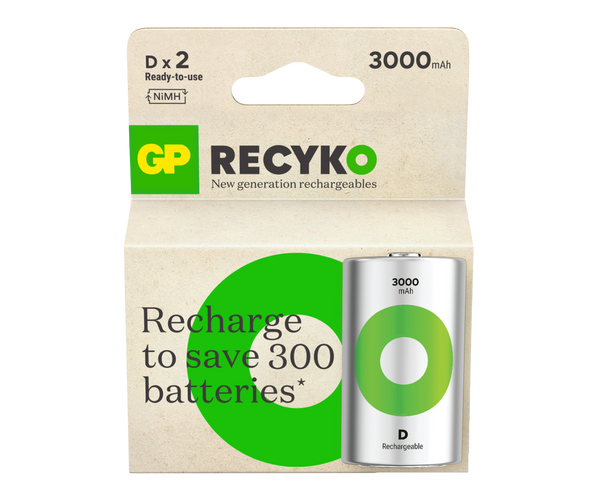 GP RECYKO D Wiederaufladbare Akkus 3000mAh