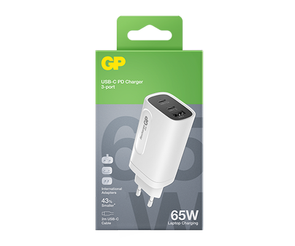 GP 65W GaN Charger 3-ports USB-C & USB-A GM3A